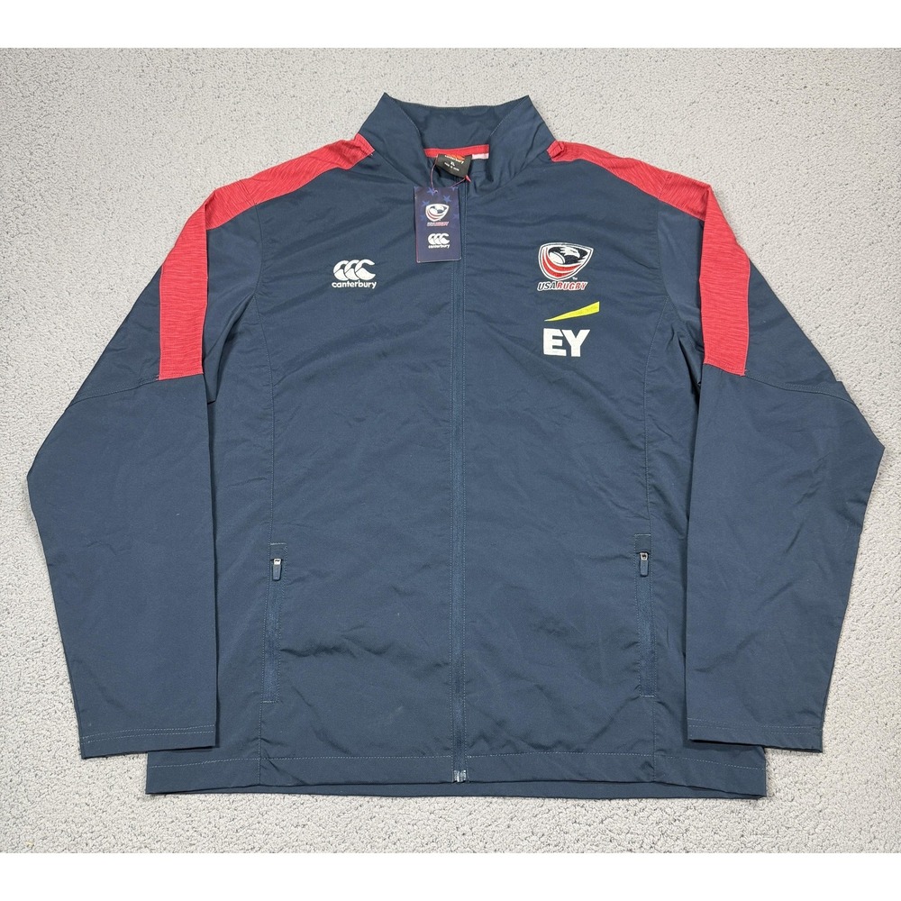 NWT Canterbury USA Rugby Jacket Mens XL Blue VapoShield Anthem EY Full Zip